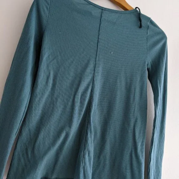 Free People Teal Blue Long Sleeve Blouse Size S - Picture 7 of 10